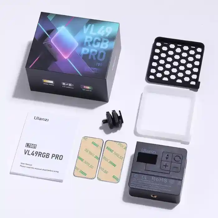 Ulanzi VL49 Pro 5W RGB LED Video Light Portable Pocket Mini on-Camera Fill Light